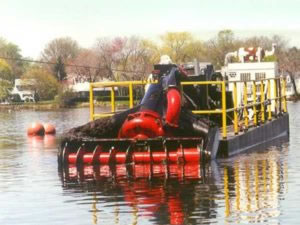 hydraulic dredge working on river